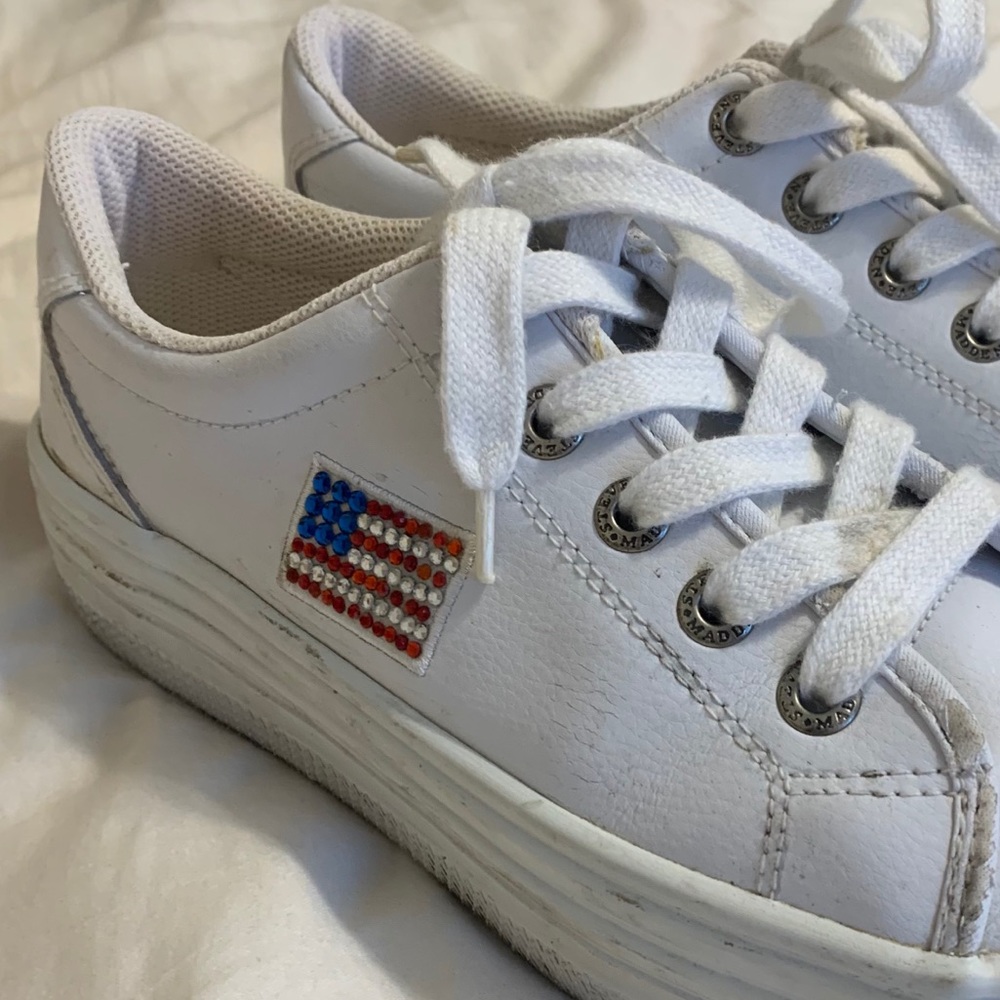 vintage white platform steve madden sneakers